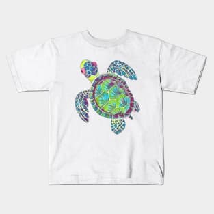 Colorful watercolor turtle design Kids T-Shirt